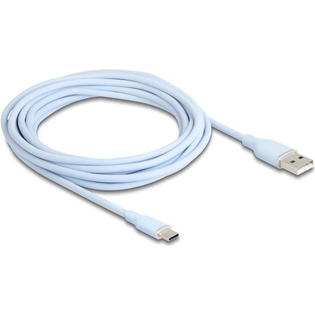 Thumbnail - Delock 81224 - USB 2.0 Kabel USB Typ-A Stecker zu USB Type-C Stecker 4 m blau Silikon (4 m, USB 2.0), USB Kabel