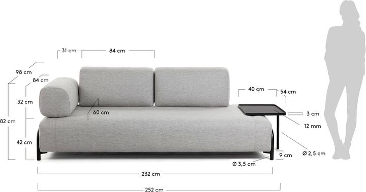 Produktbild Kave Home Compo (3-Sitzer, Modular Sofa)