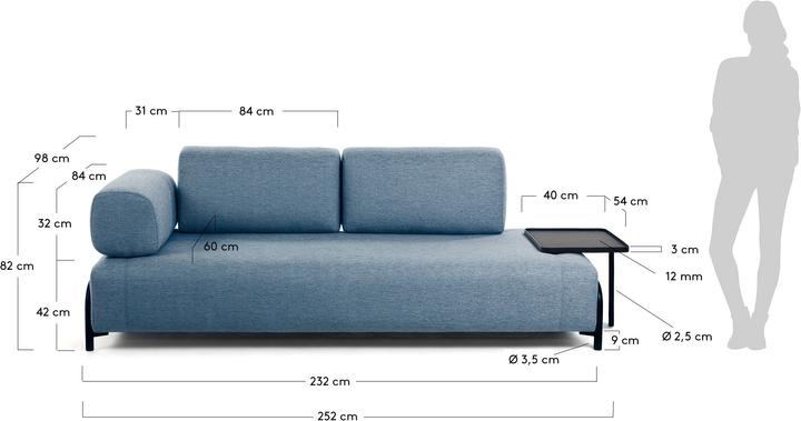 Produktbild Kave Home Compo (3-Sitzer, Modular Sofa)