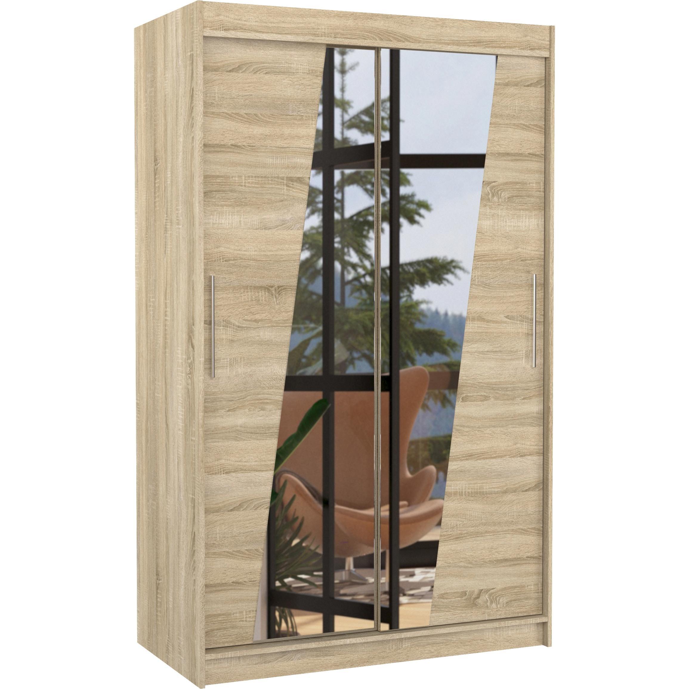 ADRK Furniture, Kleiderschrank, Verspiegelter Schiebeschrank TEXAS 120 (120 x 58 x 200 cm)