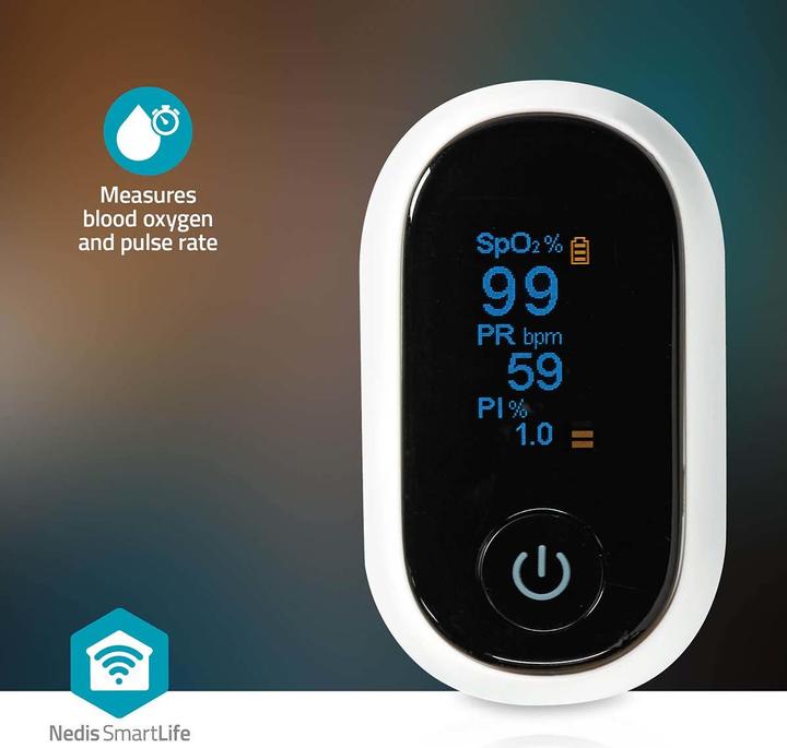 Actual product image Nedis SmartLife Pulse Oximeter | Bluetooth | OLED Display | Audible Alarm / Anti-Motion Interference