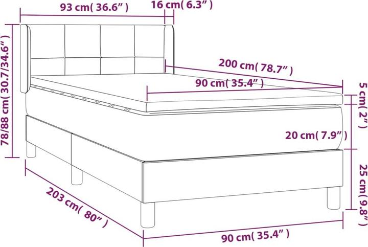 Immagine prodotto vidaXL Boxspringbett (90 x 200 cm)