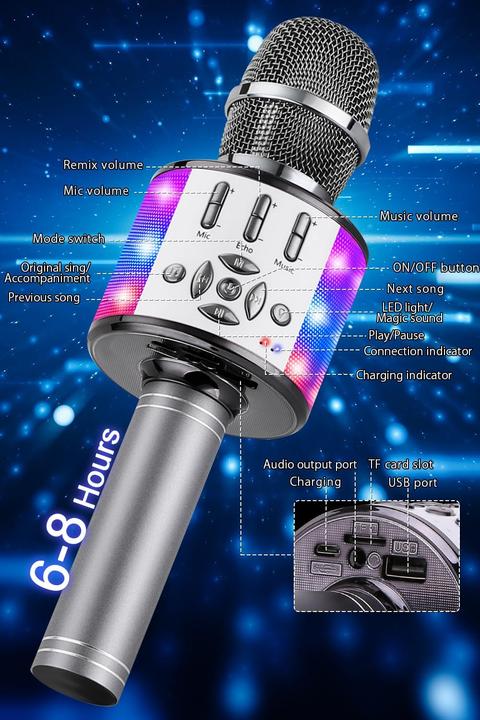 Actual product image Bonaok Kabelloses Bluetooth-Mikrofon mit LED-Lichtern