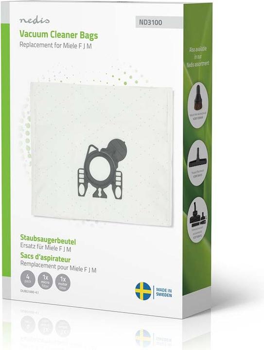 Immagine prodotto Nedis Staubsaugerbeutel | 4 Stück | Synthetik | Meist verkauft für: Miele FJM | Weiss (4 x)
