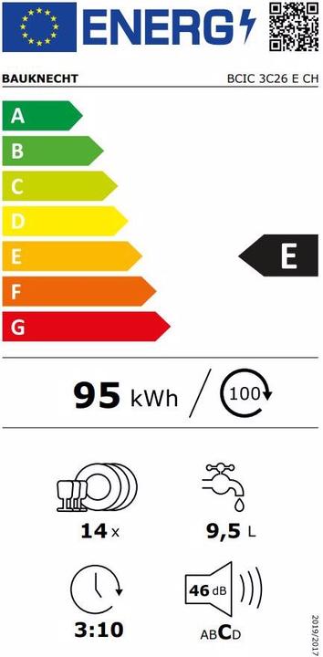 Label énergétique Bauknecht Bcic 3c26 E Ch