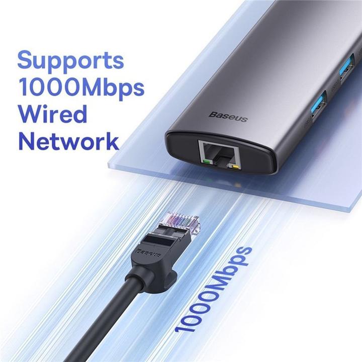 Actual product image Baseus Hub 6in1 StarJoy Series, USB-C to 3x USB 3.0 + HDMI + USB-C PD + RJ45 (USB-C, 6 ports)