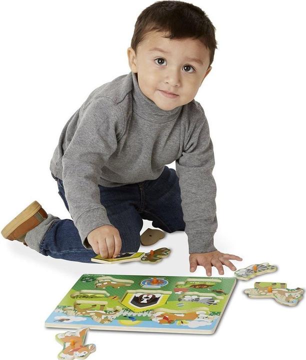 Produktbild Melissa & Doug Puzzle Bois Bouton Animaux Domestiques (Fr-De-En-Es) (8 Teile)