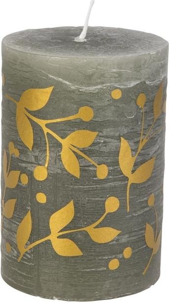 Actual product image müller Kerzen Pillar candle - Floral - Polar green/gold - approx. 10 x 6.8 cm