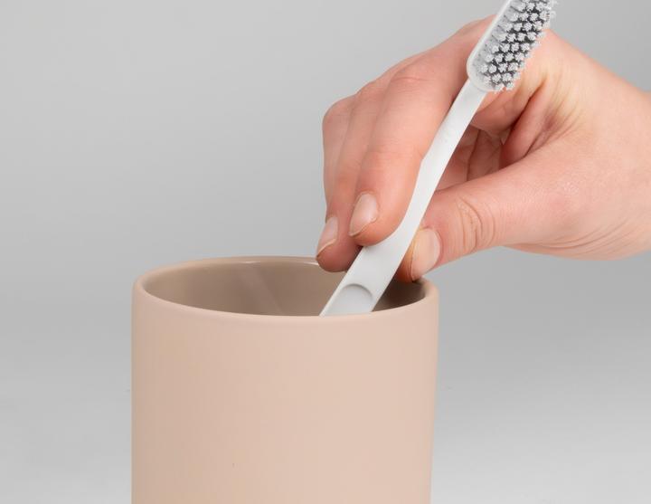 Actual product image Kela Toothbrush tumbler Sana Beige, detail colour: Beige (12 x 8.5 x 8.5 cm)
