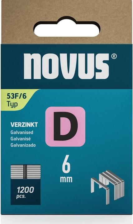 Produktbild Novus Flachdrahtklammern D Typ 53 F 6mm 1200 St. 042-0788 Abmessungen (L x B) 6