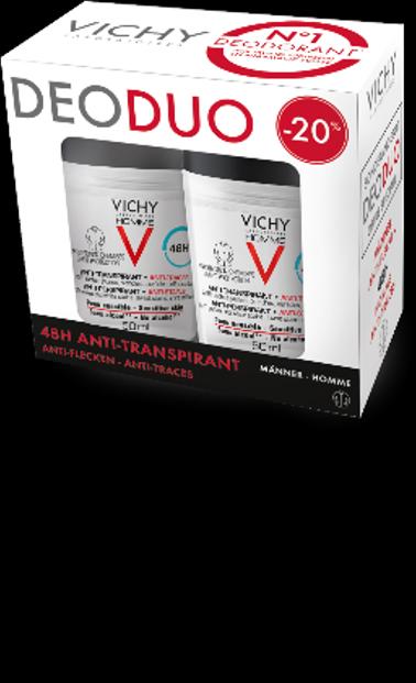 Produktbild Vichy Homme Deo Anti-Flecken 48h Duo -20% Roll on (Roll-on, 50 ml)