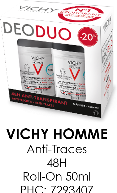 Image du produit Vichy Homme Deo Anti-Traces 48h duo -20% roll on (Roll-on, 50 ml)