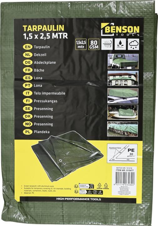 Benson Bâche 1,5 x 2,5 m vert
