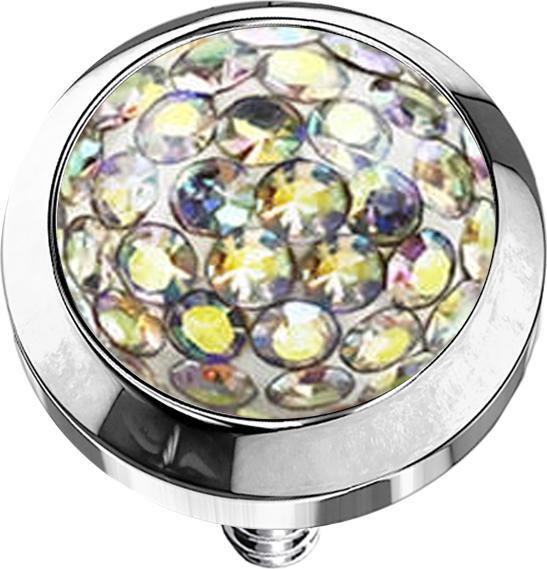 Immagine prodotto Star Piercing Dermal Anchor con cupola di cristallo e rivestimento protettivo epossidico multicolore (senza ottone, Acciaio chirurgico 316L)