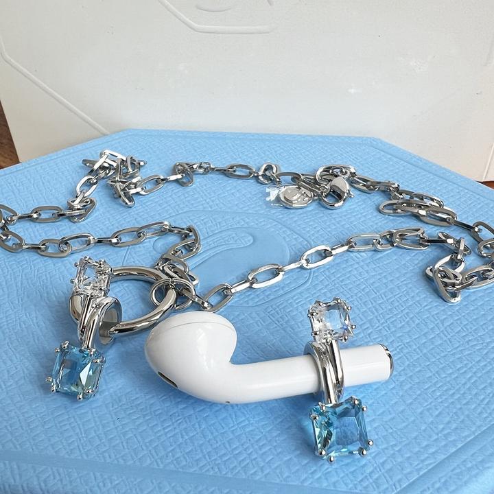 Actual product image Swarovski Jewellery for earphones blue 5619485 (Rhodium-plated metal)