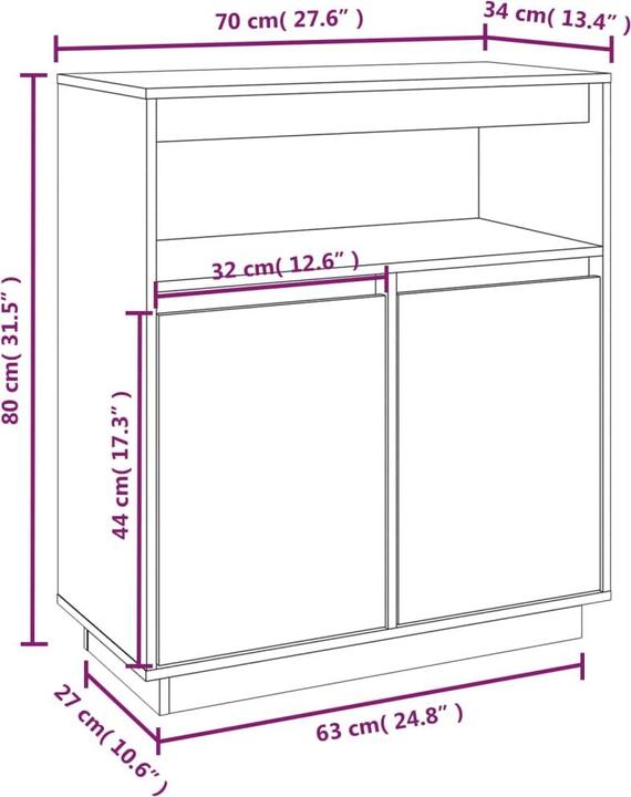Image du produit vidaXL Buffet (70 x 34 x 80 cm)