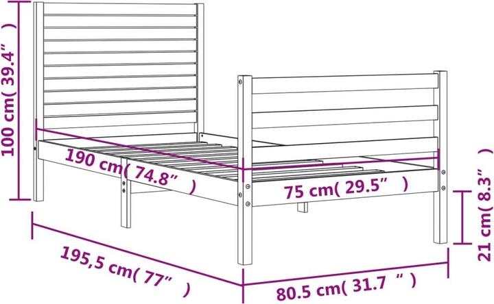 Image du produit vidaXL Bettgestell (75 x 190 cm)