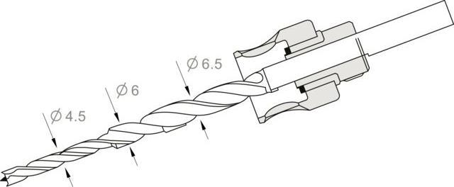 Actual product image Dusafix Stufenbohrer für mit Tiefenstell (6 mm, 4.5 mm, 6.5 mm)