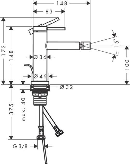 Produktbild hansgrohe Tecturis S Einhebel-Bidetmischer, Ausladung 148 mm, 73201