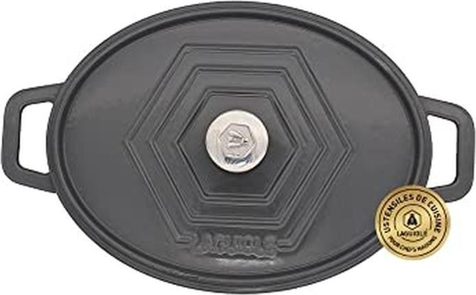 Image du produit Laguiole Cast iron stewpan enameled oval grey 31 x 23 cm 57 l (31 cm, Cocotte + faitout, Fonte)