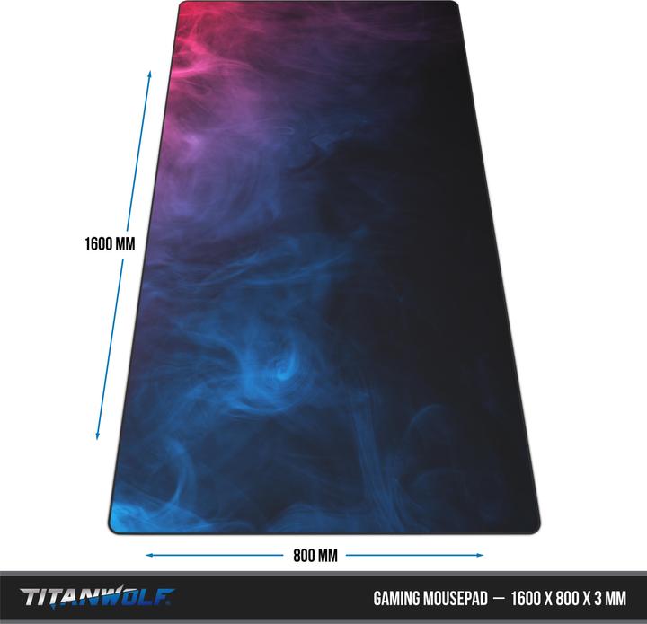 Produktbild Titanwolf Gaming Mauspad, XXXL Speed Gaming Mausmatte, Mousepad Extragrosse Fläche von 1600 x 800mm, Smoke (XXL)