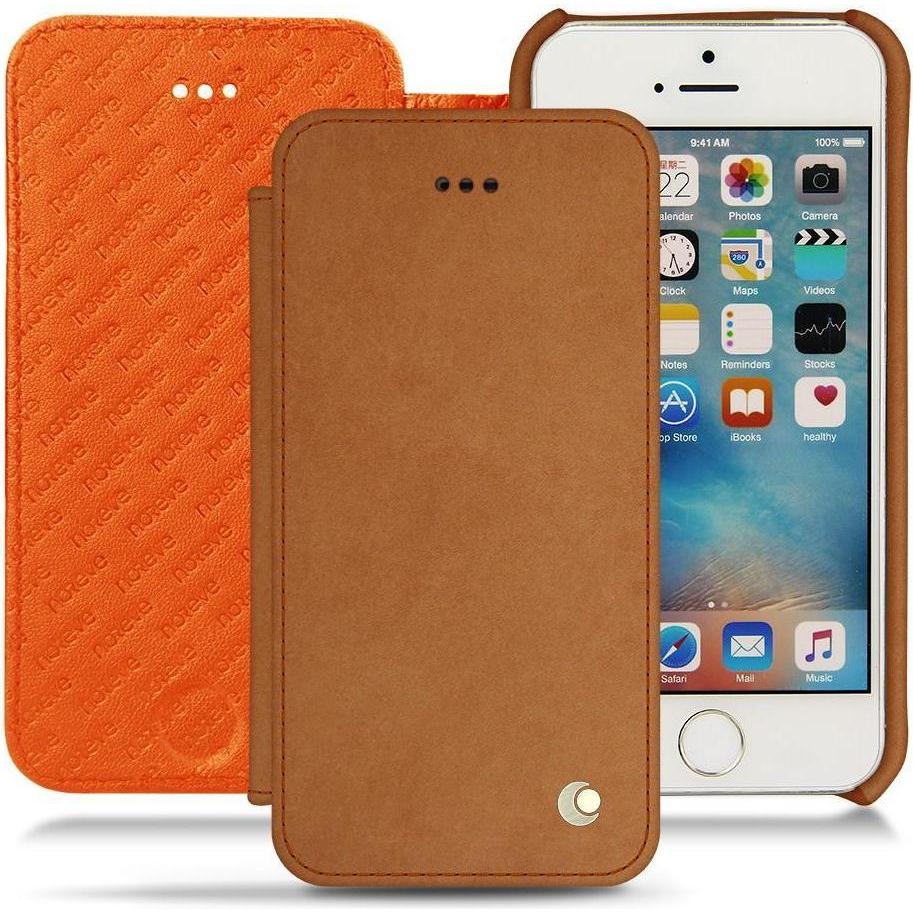 Noreve Lederschutzhülle horizontal (Apple iPhone SE), Smartphone Hülle, Orange