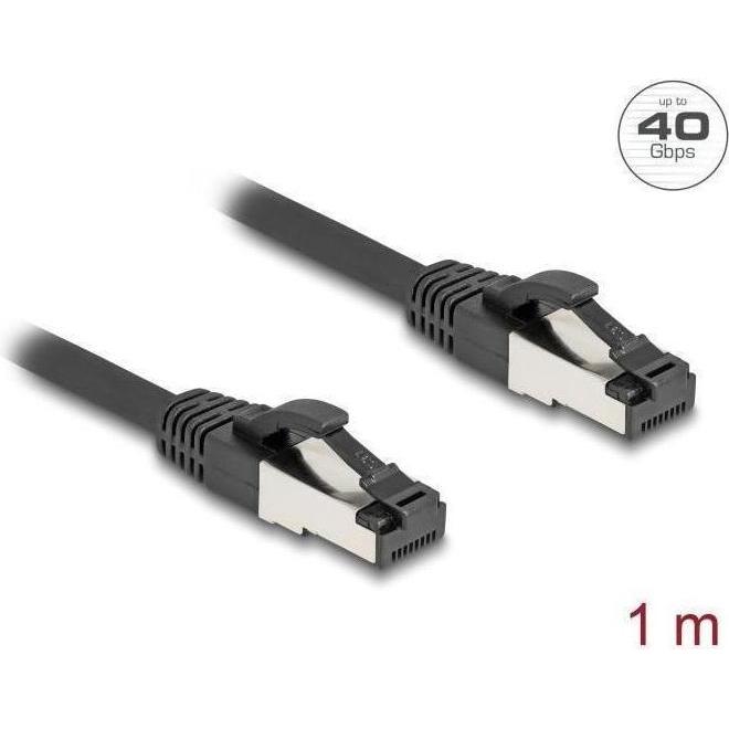 Delock 80571 Cat.8.1 Patchkabel S/FTP 1m schwarz (80571) (S/FTP, CAT8.1, 1 m), Netzwerkkabel