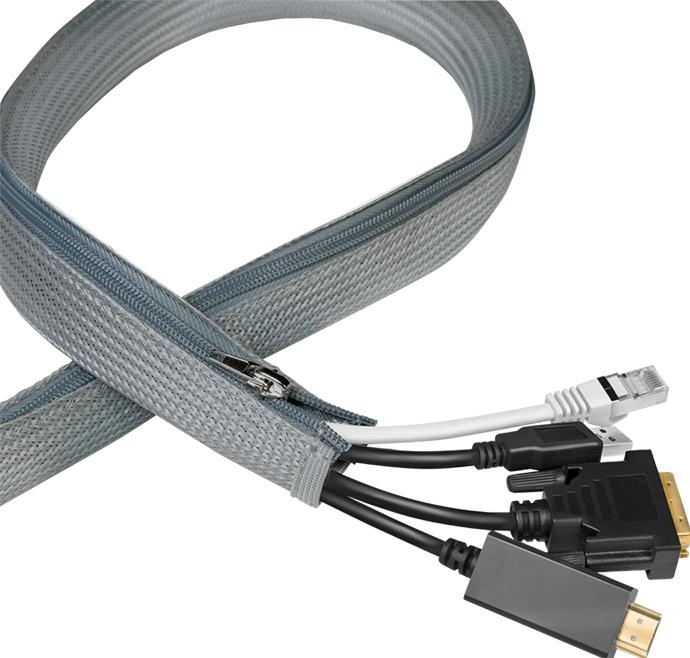 Actual product image LogiLink Cable conduit with zip, 1.0 m, grey made of polyester, abrasion-, tensile- & deformation-resistant (Cable conduit, 100 cm)
