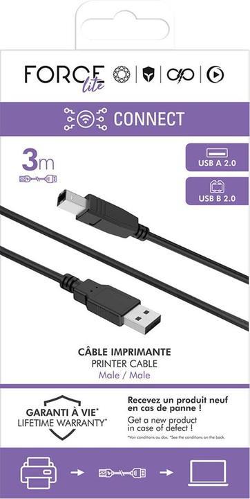 Produktbild Force Power USB-B auf USB-A Druckerkabel 3 m (3 m, USB 2.0)