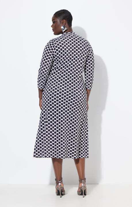 Produktbild Ulla Popken Slinky-Piqué-Midikleid, A-Linie, Stehkragen, 3/4-Arm (54)