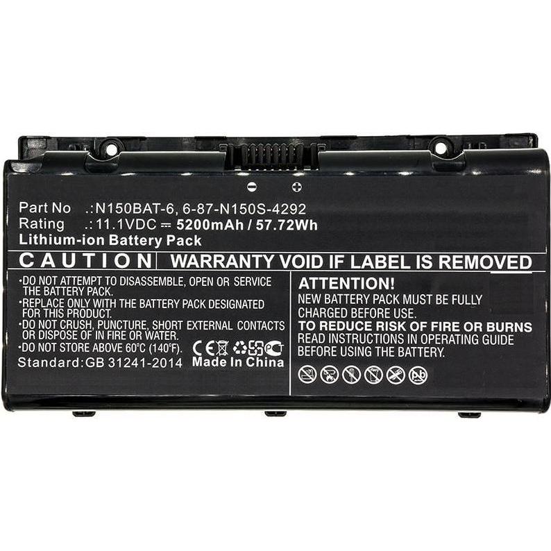 CoreParts Laptop Battery for Clevo (5200 mAh), Notebook Akku, Schwarz