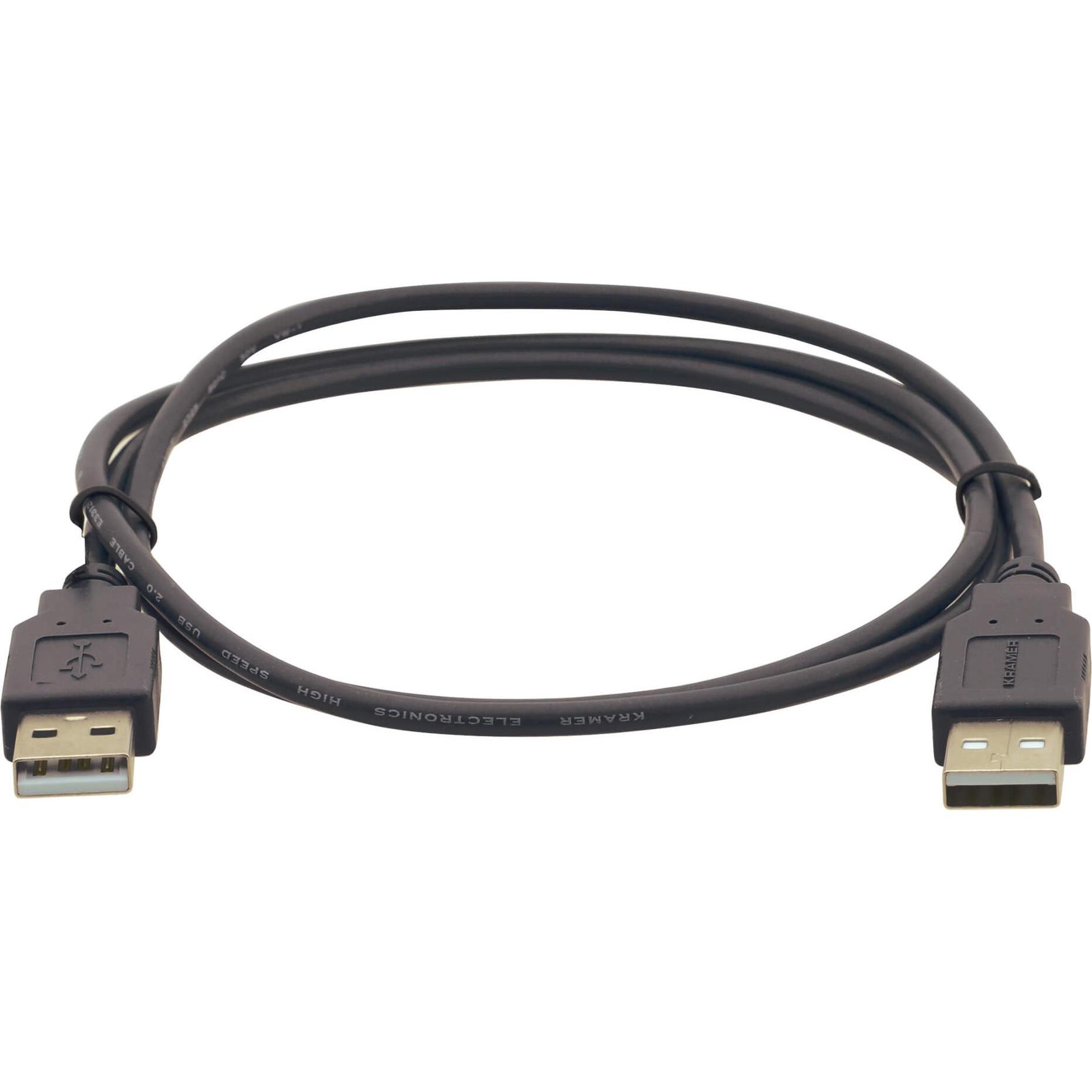 Thumbnail - Kramer Electronics 0.9m USB 2.0 0.9m USB A USB A Männlich Männlich Schwarz USB Kabel (0.90 m, USB 2.0), USB Kabel