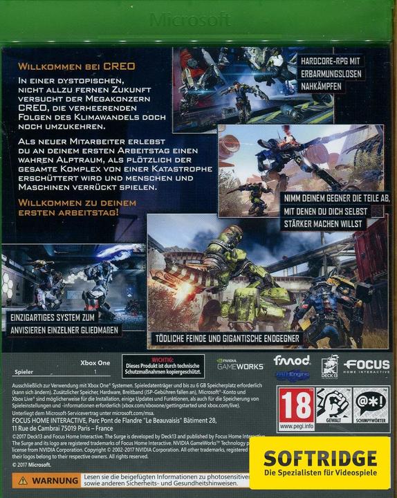 Actual product image Focus Home Interactive The Surge (Xbox One X, Xbox Series X, Multilingual)