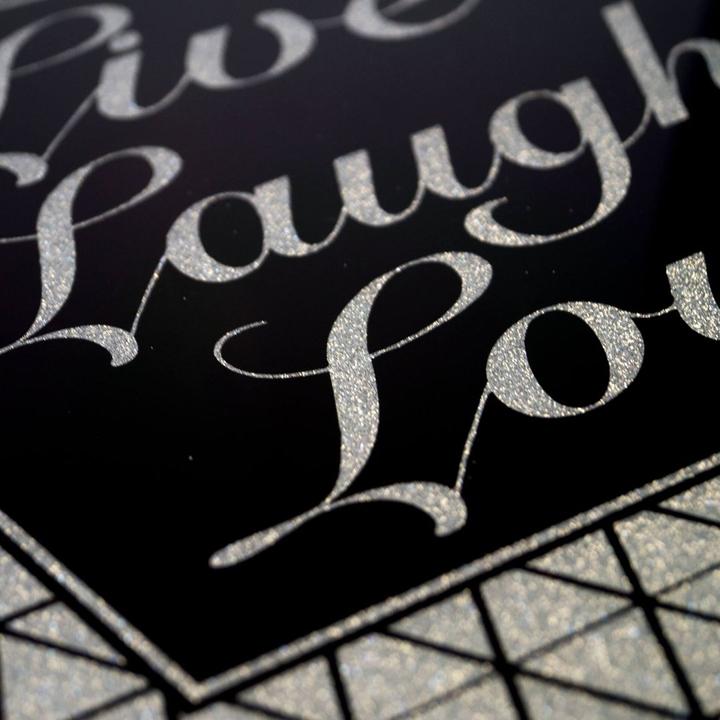 Actual product image Trenddeko Live Laugh Love - Silver Glitter (40 x 40 cm)