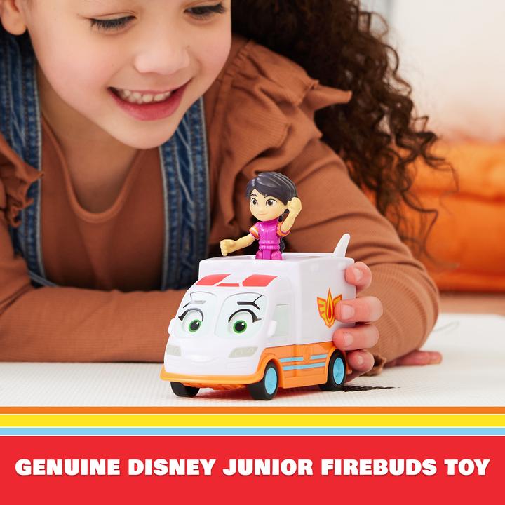 Immagine prodotto Spin Master Disney Junior Firebuds, Violet e Axl, action figure e ambulanza giocattolo con movimento degli occhi