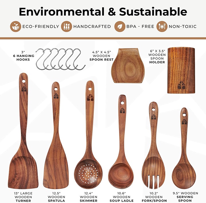 Produktbild Woodenhouse Holz Kochbesteck-Set mit Halter