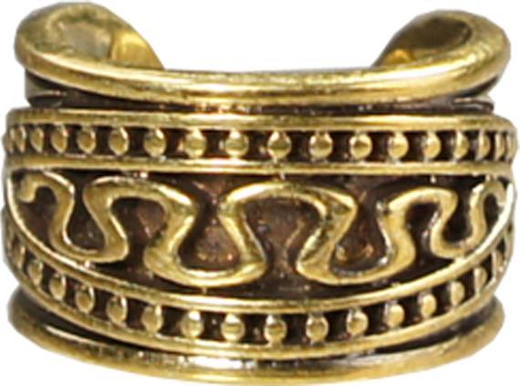 Produktbild Star Piercing Ear Cuff vergoldet Schlange zwischen zwei gepunktete Linien (Messing)