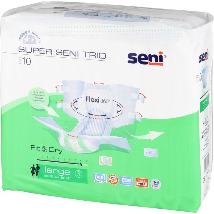 Produktbild Seni Trio Windelhosen L atmungsaktiv Hüftumfang 100-150cm 8 Tropfen (10 x, Large)