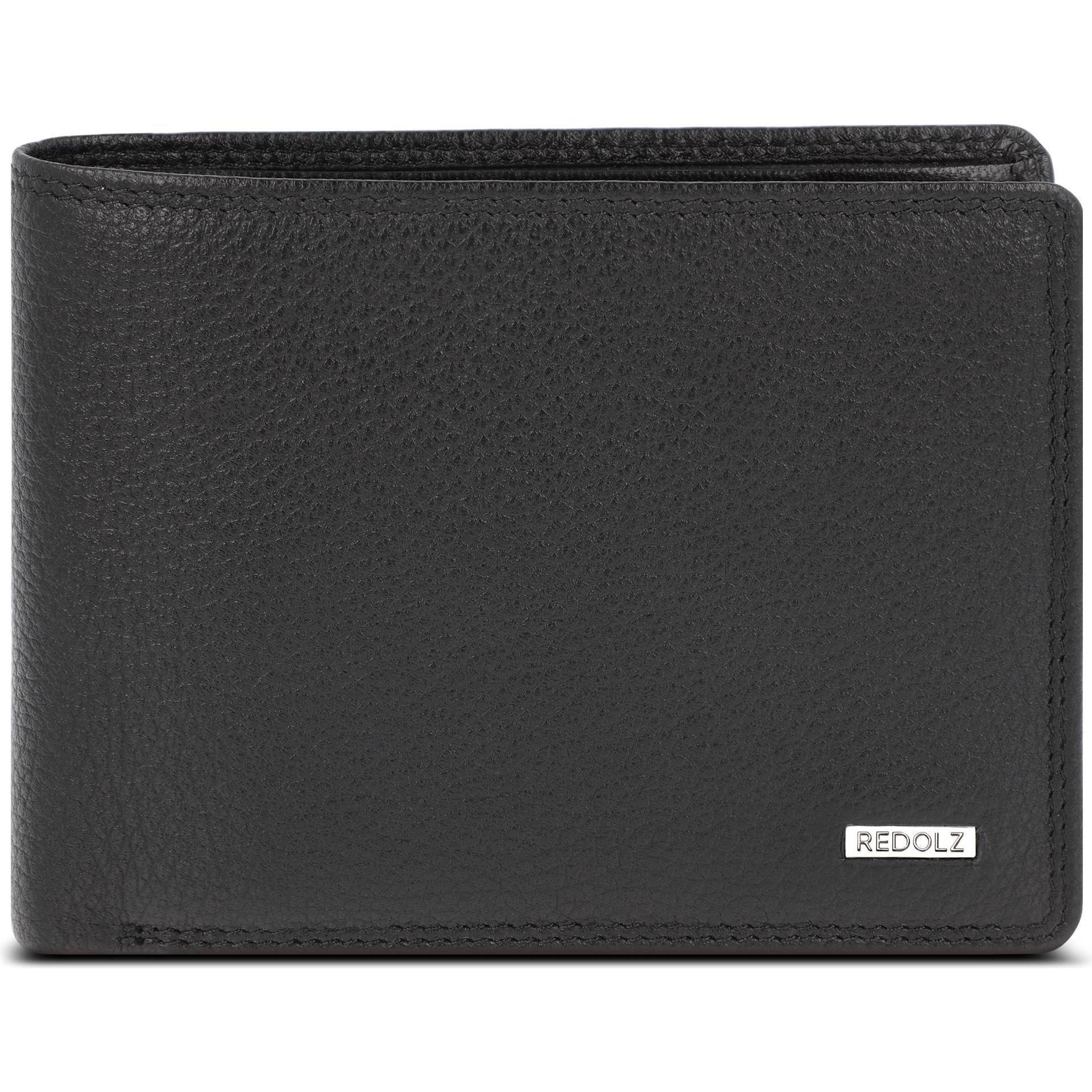 Redolz, Herren, Portemonnaie, Leather Essentials Geldbörse RFID Schutz Leder 12 cm, Schwarz