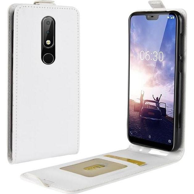 Thumbnail - MU Classic Crazy Horse Leder Flipcase Series (Nokia 6.1 Plus), Smartphone Hülle, Weiss