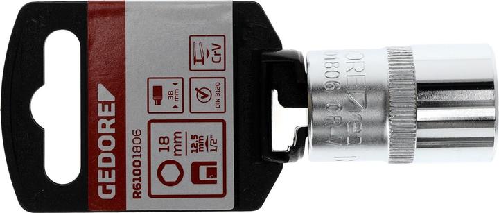 Actual product image Gedore Red 1/2 Socket 6-sided. short Ø 18 mm (18 mm)