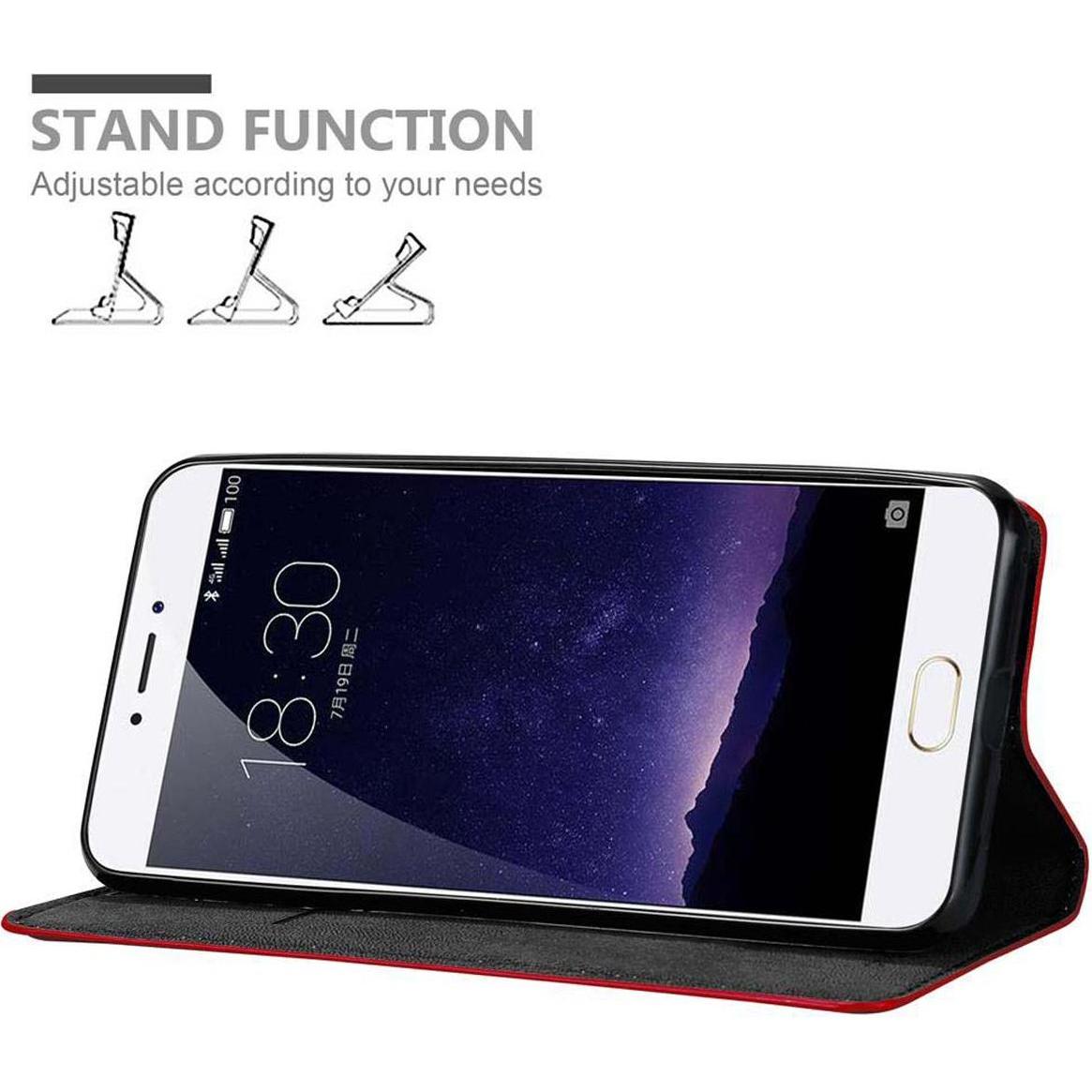 Thumbnail - Cadorabo Book Invisible Magnet Cover (Meizu MX6), Smartphone Hülle, Rot