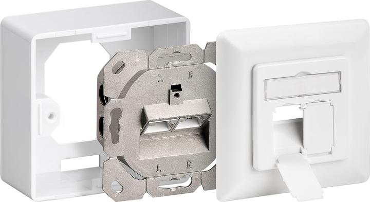 Actual product image Goobay CAT 6 universal outlet incl. surface mounting frame 2x RJ45 network outlet shielded