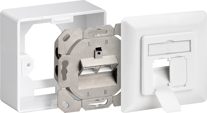Produktbild Goobay CAT 6 Universaldose inkl. Aufputzmontage-Rahmen 2x RJ45 Netzwerkdose geschirmt