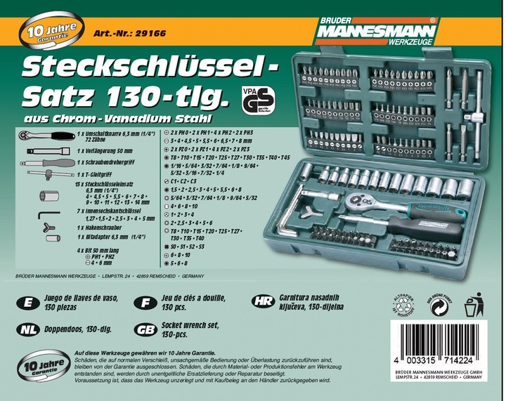 Actual product image Mannesmann Socket spanner and bit set
