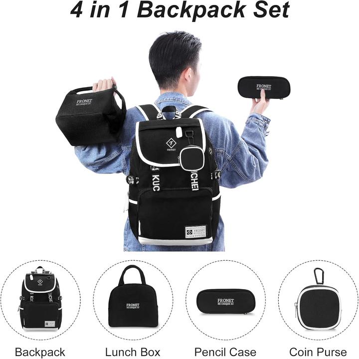 Produktbild Fronet Rucksäcke Daypack Schulranzen, Grundschule Mittelschule Tasche Schulranzen Set Federmäppchen