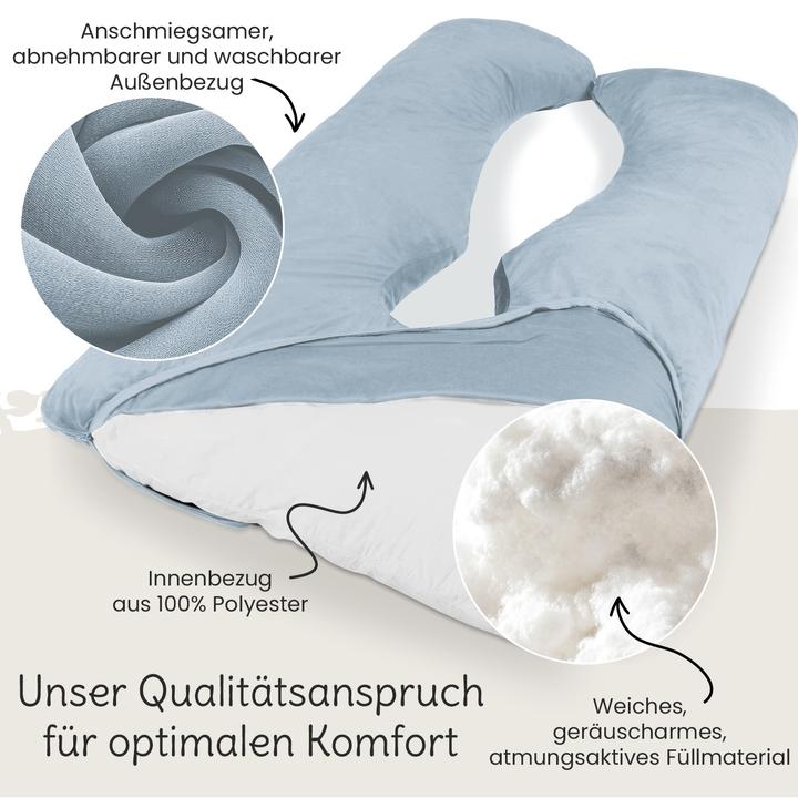 Produktbild Bestschlaf Multifunktions-Körperkissen, Schwangerschaftskissen in U Form, Stillkissen mit abnehmbarem und