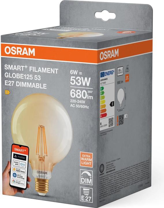 Image du produit Osram SMART+ MATTER FILAMENT CLASSIC shapes DIMMABLE 6W 824 FILAMENT GOLD DIM E27 (E27, 680 lm, 4x)