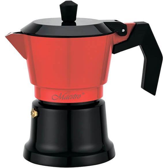 Maestro Kawiarka aluminiowa MR-1657-3, Espressokocher, Schwarz, Rot