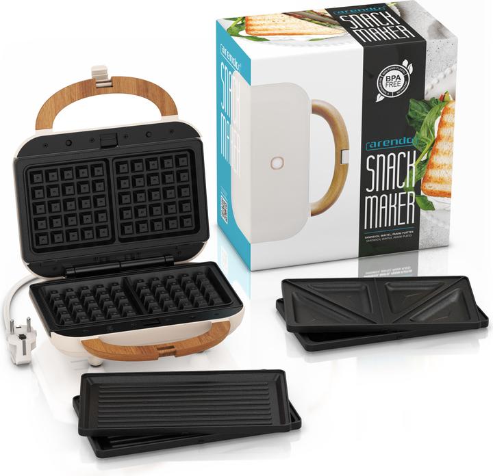 Image du produit Arendo 3-in-1-Sandwichmaker Waffeleisen & Kontaktgrill, abnehmbare Platten, 1000 W, Waffel & Grill, Panini